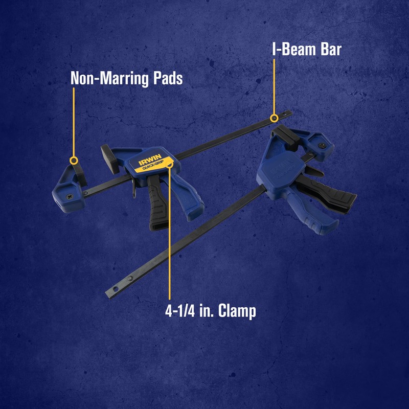 IRWIN QUICK-GRIP Clamps, 4 Piece Set with Bar Clamps, 4-1/4",