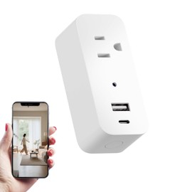 1080P Power Strip Camera Wireless Pictures Taking Plug Cam for Indoor Pet Room Use, Built-in 32GB SD Card(No Audio)