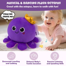 Own1one Baby Crawling Musical Toy - Sensory Toys for Babies 6-12 Months, Octopus Plush Toy with Music & Recording for 1 2 3 4 Year olds Boys & Girls, Fun Interactive Gifts for Baby Shower and Birthday