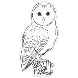 Azeeda 'Perched Barn Owl' White Premium Vinyl Decal Sticker – Waterproof, Durable & Easy to Apply - Ideal for Car Bumpers, Windows, Bins and More (DW00166760)