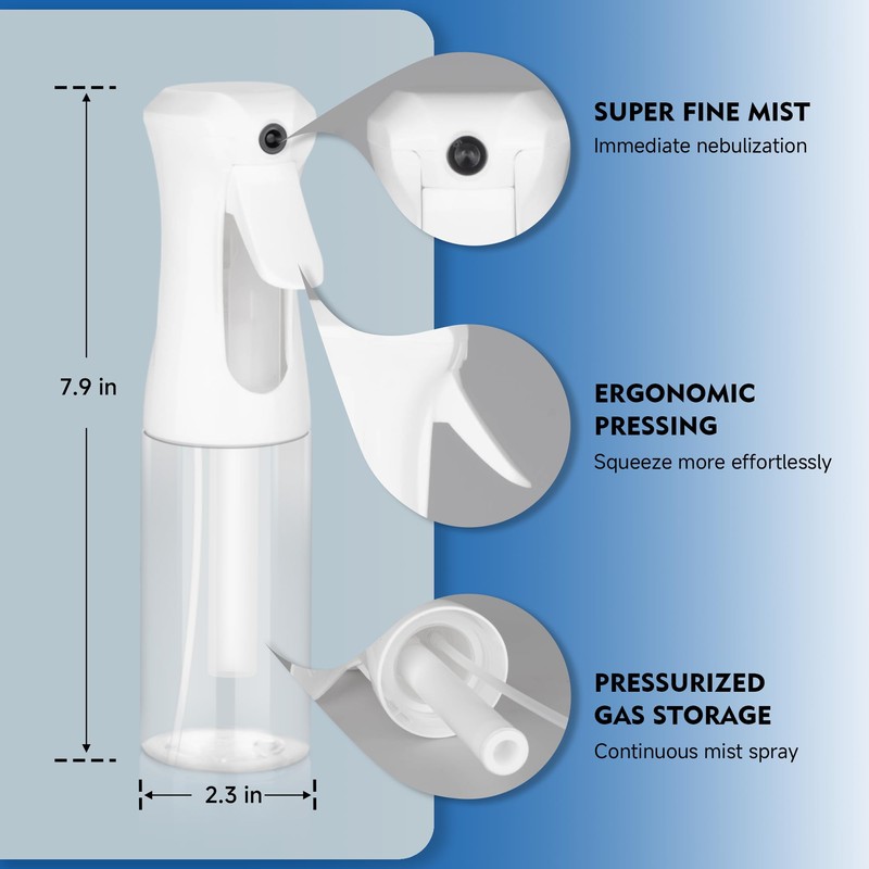 HPPFFY Continuous Spray Bottle for Hair, 1Pack White 6.8oz Mister