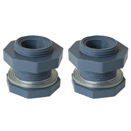 YTgilo 2PCS Outdoor Tank PVC Bulkhead Fittings 3/4 Inch Water Tower Fish Pool Internal and External Wire Fittings For Rain Barrels Aquariums