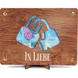 Liebesschloss - XL Geldgeschenk aus Holz inkl. Ständer | Liebe Schloss - Herzschloss, Romantisches Geschenk, Paargeschenk, Geschenk Für Sie,
