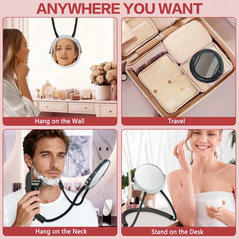 XWZMR Double Sided Mirror to See Back of Head,Self Hair