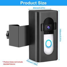 Anti-Theft Doorbell Mount Video Doorbell Mount Adjustable Doorbell Angle Mount Video Doorbell Door Mount Punch Free Doorbell Mounting Bracket(Black)