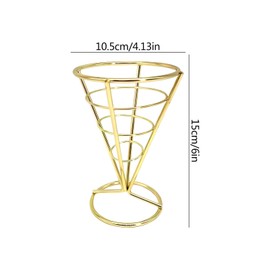 Jicyor Stainless Steel Chip Stand, Pack of 3 Cone Shape French Fries Holder Stand, Durable Gold Chip Stand for Families, Restaurants, Cafés, Bars, Snack Bars, Weddings, Parties