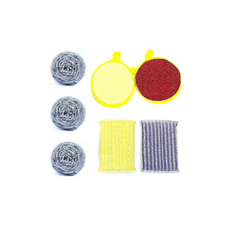 Lizzy 7pc Kitchen Sponge Scouring Pads | Reusable Cleaning Pads