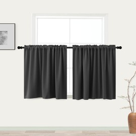 KOUFALL Extra Wide Short Curtains for Bedroom,Blackout 52 in Width Large Window Curtains for Living Room Bathroom,Set of 2 Panels,30 Inch Length,Dark Grey