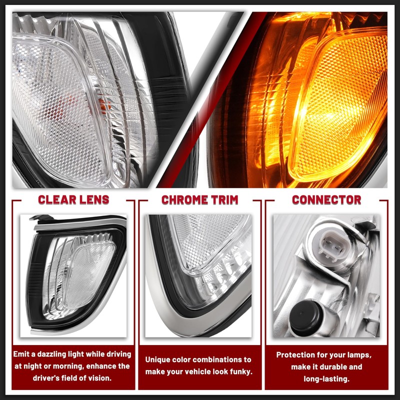 HECASA Pair Corner Light Compatible with 2001-2004 Toyota Tacoma Turn