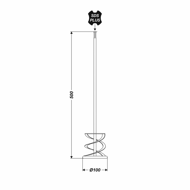 SDS Plus Mixer, Diameter 100 x 500 mm, Mortar Stirrer,