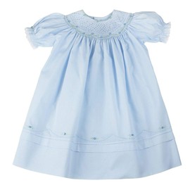 Vestido de fieltro para niñas azul con retrato ahumado, Azul, 3 Años
