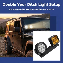 2 Pack Ditch Light Bracket Extensions Compatible with Most Truck SUV UTV ATV Off-Road Ditch Light Brackets, Ditch Light Mounting Bracket Extension Kit, Black