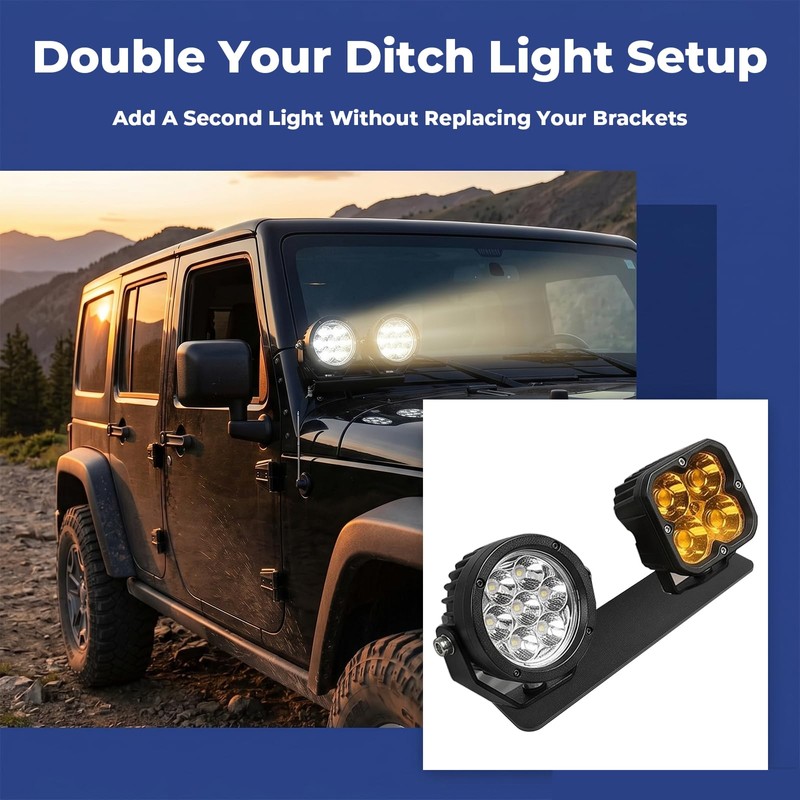 2 Pack Ditch Light Bracket Extensions Compatible with Most Truck