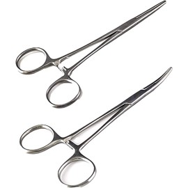 Ling-Luo Versatile Angling Tools with 2pc Hemostat Forceps Set - Stainless Steel, Curved & Straight Hemostats, Serrated Jaws, Locking Mechanism, and Lightweight Design