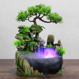 Rockery Desktop Water Fountain Decor Office Decor, Tabletop Mini Rockery Crafts Gift Atomizing Humidifier Fountain, for Home Office Bedroom Desk Decoration(Model 5)