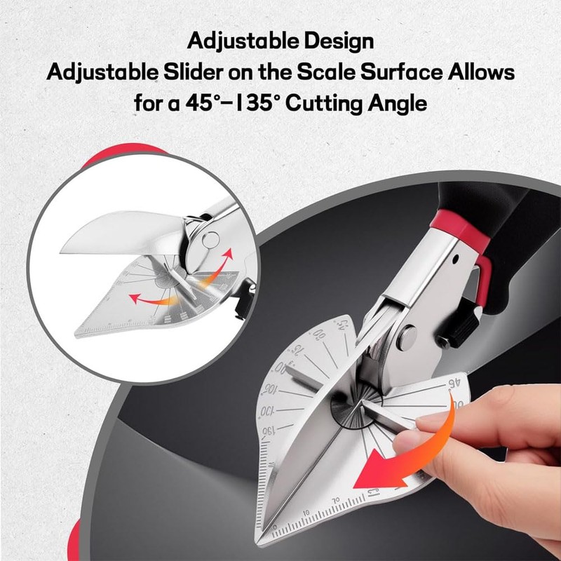 Multi Angle Miter Shears, Heavy Duty Adjustable 45°-135° Trim Cutter