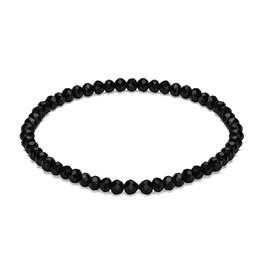 EUMENIDES Natural Crystal Stone Bracelet, 4MM, Elastic Band, Natural Gemstones, (Black)