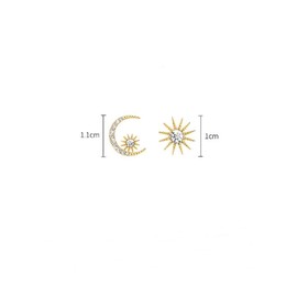 Moon Statement Earrings for Women, Crescent Moon Star Earrings for Girls, Sun Moon Stars Earrings Hypoallergenic, Star and Moon Earrings Studs, Sun and Moon Ear Studs, Cute Moon Jewelry Gifts Funny Earrings (Gold)