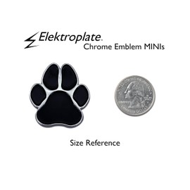 Elektroplate 2 Mini Paw Print OEM Chrome Emblems for Motorcycles, Watercrafts, and Decorations | Universal Fit at 1.6" x 1.5" | Weatherproof | 2-Pack