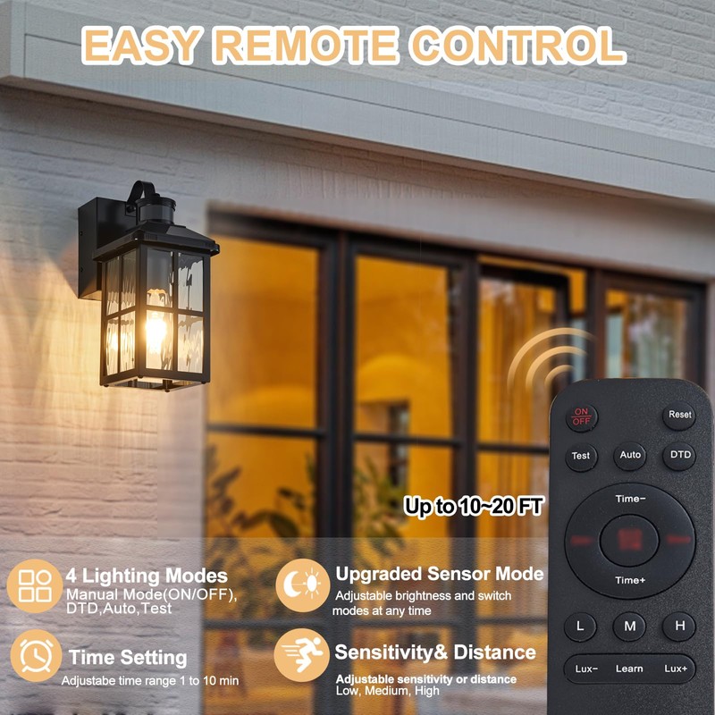 Porch Light with GFCI Outlet with Remote, Dusk to Dawn