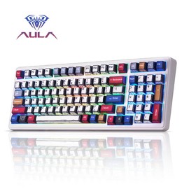AULA F99 Wireless Mechanical Keyboard, Hot Swappable Custom Keyboard,Pre-lubed Linear Switches,Gasket Structure,RGB Backlit Gaming Keyboard - Color: Black&Grey&White