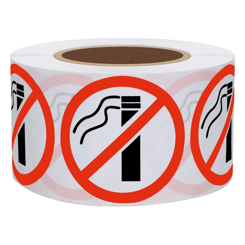 HYBSK No Smoking Logo Labels Glossy Paper Public Warning Stickers