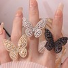 TKMIRA Butterfly Ring for Women Gold Adjustable Cubic Zirconia Ring