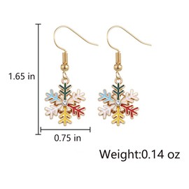 Christmas Snowflake Earring for Women Colorful Snowflake Drop Dangle Earrings Crystal Snowflake Earrings Winter Earrings Xmas Christmas Holiday Jewelry (Colorful)