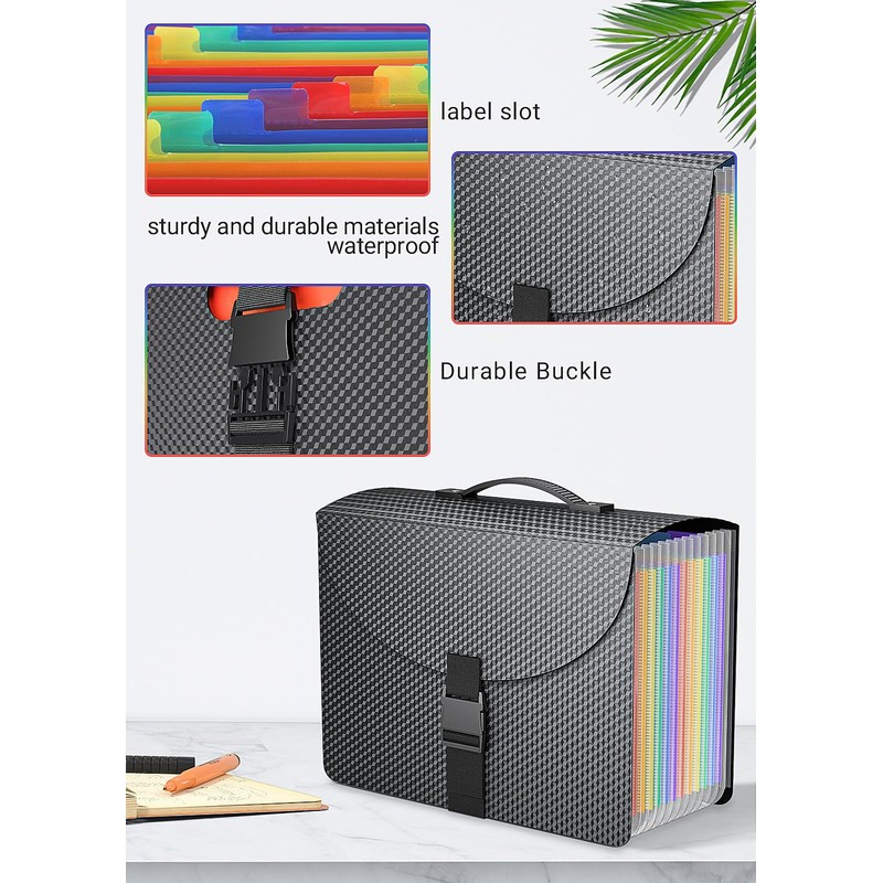 Vanulee File Organiser Box File Folder,13 Pockets Document Organiser Concertina