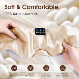 MUSICOZY Sleep Mask Headphones,100% Natural Mulberry Silk Eye Mask with Bluetooth Headphones for Luxury Sleep in Total Darkness,Perfect Headphone for Sleeping, Travel & Meditation,Insomnia