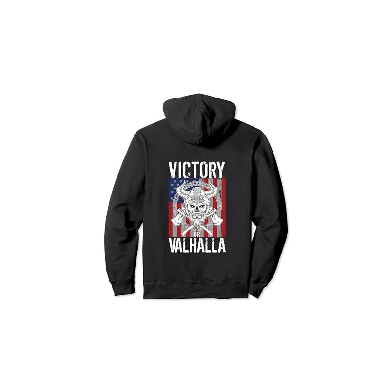 Victory or Valhalla American Flag Image Pullover Hoodie