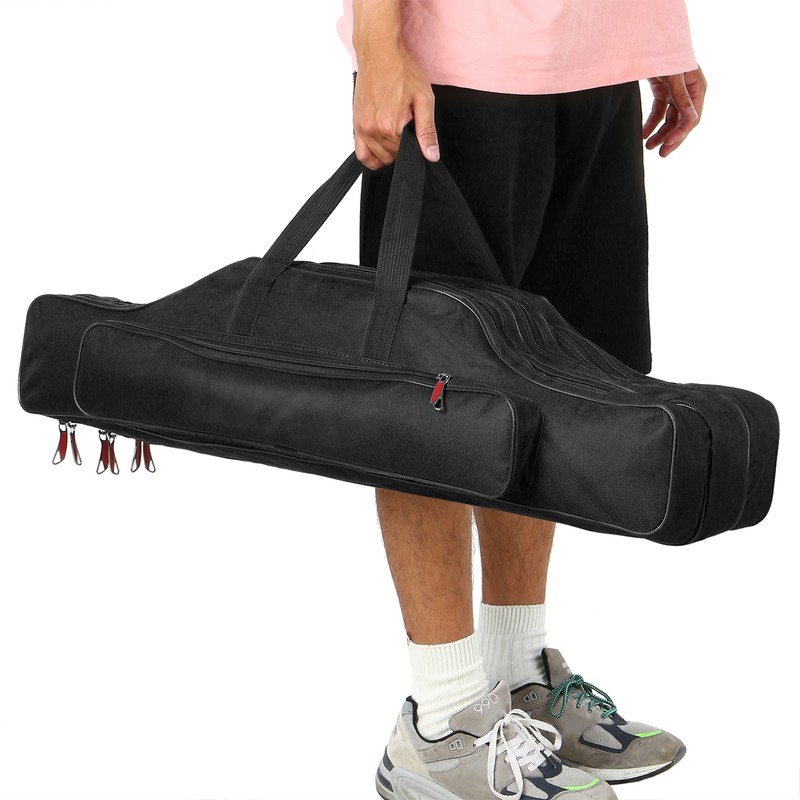 3 Layers Fishing Pole Bag Portable Folding Rod Carry Case