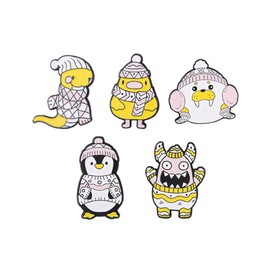 Creative Cute Animal Winter Warm Enamel Pins Duck Penguin Snake Cat Scarf Alloy Brooch Badge for Kids Jewelry Gift