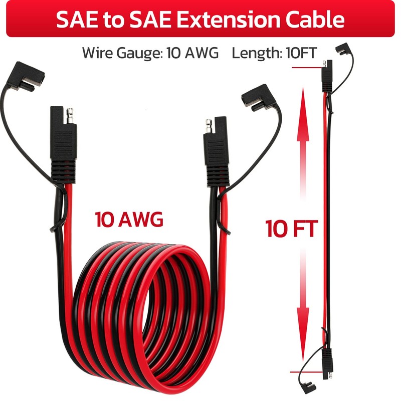 10AWG SAE Extension Cable 10 Gauge SAE to SAE Extension