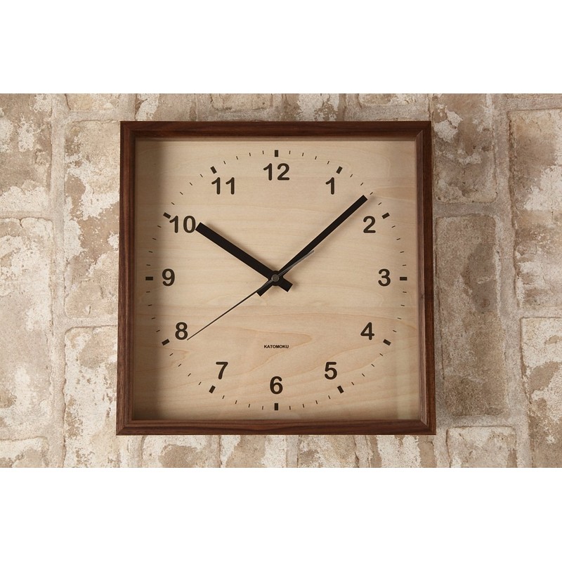 KATOMOKU muku square clock km-38B Wood Walnut Wall Clock Continuous