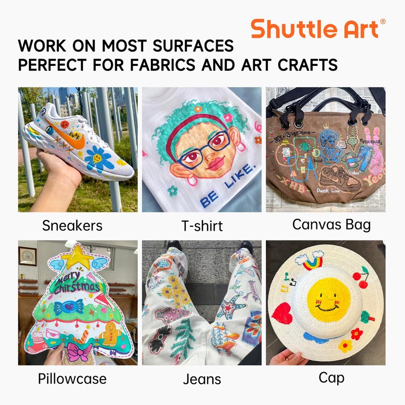 Shuttle Art Fabric Pens, Set of 36 Colors, Fabric Markers,