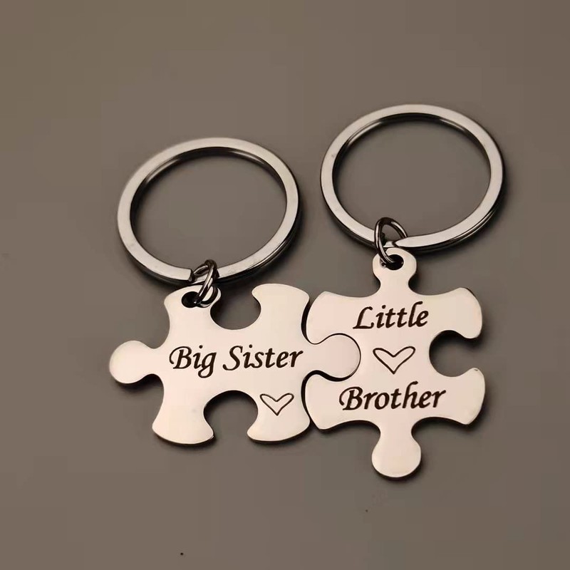 Big Sister Little Brother Keychain Set - Brother Sister Matching