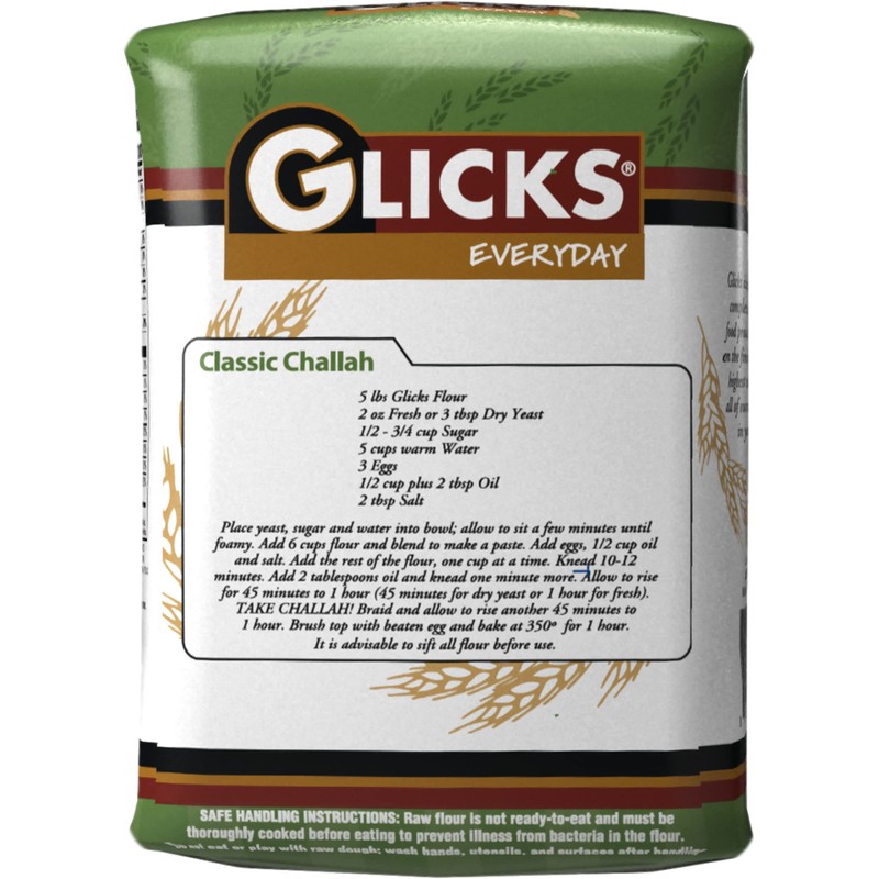 Glicks Unbleached High Gluten Flour, (3x5lb = 15 Pounds) Enriched,