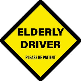 ELDERLY DRIVER WARNING SAFETY SIGN Sticker Vinyl Decal for car vehicle window