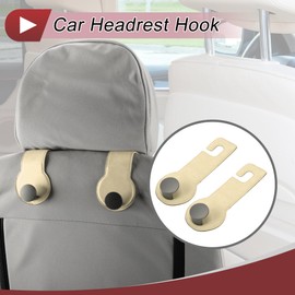HEROFFIX 2 Stück für Geldbörsen und Taschen, Regenschirm usw. Auto Kopfstützenhaken Robuste Auto Rücksitz Organizer Haken Beige Kunstleder 16,4x6,3cm
