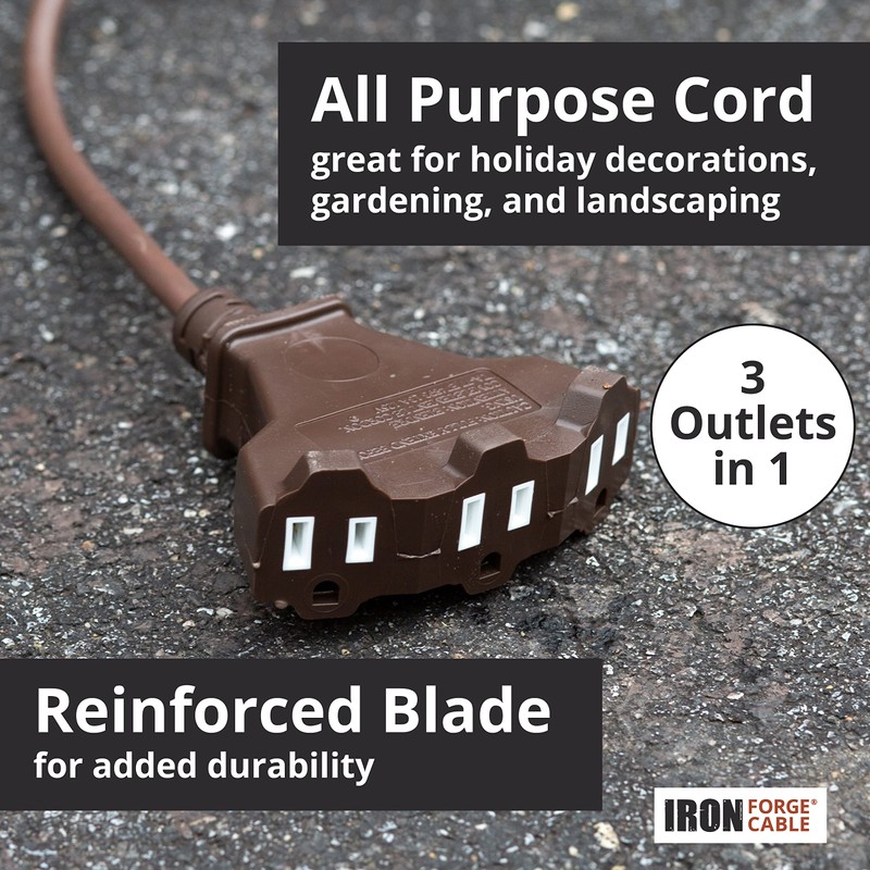 Iron Forge Cable 75ft Brown Outdoor Extension Cord with 3