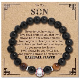 Sepfavo Baseball/Basketball/Football Bracelet, Gift for Grandson/Son/coach, Birthday/Father's Day/School/Graduation (Son baseball bracelets)