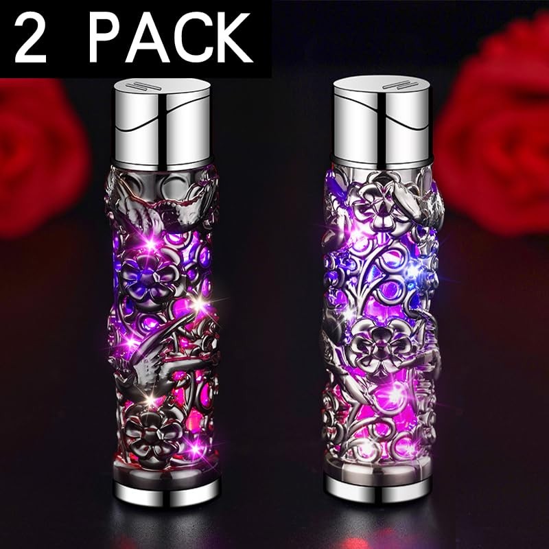 BJZFAA 2 Pack Colorful Black and Silver Lighter Torch Cool,Refillable