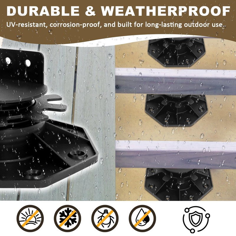 24 Pack Adjustable Deck Support Pedestal Kit, Deck Foundation Base,