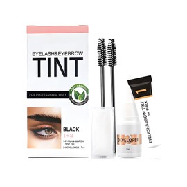 Eyebrow Tint Lash Lift Kit Brow Dye Eyelash Tint Brow Lamination 2 in 1 Dual Eyebrow and Eyelash Coloring Set Long Lasting 4-6 Weeks Waterproof Formula with Complete Tools (Black*1)