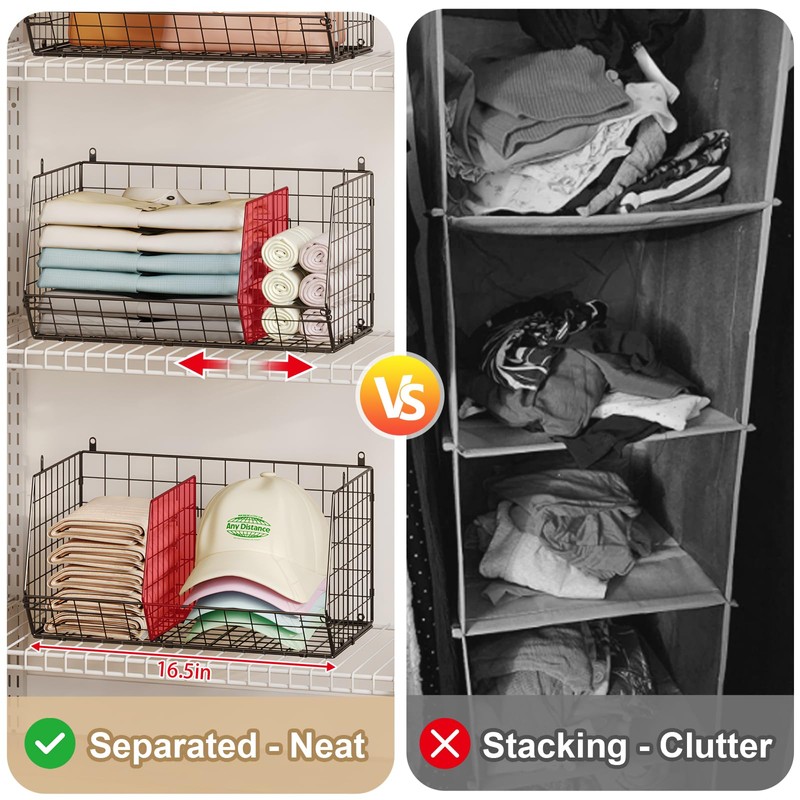 5 Tier Extra Large Closet Hanging Organizer with 5 Dividers,16.5"L