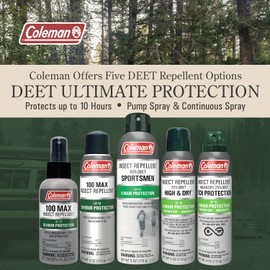 Coleman Coleman Insect Repellent Spray - 100% MAX DEET Insect Repellent Spray, protection against ticks, mosquitoes, chiggers, gnats, fleas, ideal for camping, hiking, outdoor activities, 4oz Continuous Spray