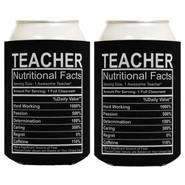 Teacher Gifts For Women Teacher Nutritional Facts Label 2-Pack Can Drink Thermocoolers