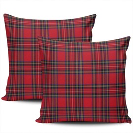 LEKAIHUAI Home Decoration Throw Pillow Cases Covers Royal Stewart Tartan Plaid Red Pillowcases Square Two Sides Print 18x18 Inches Set of 2