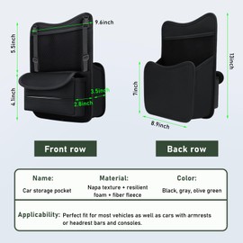 Ohleats Car Organizer Storage Between Seats, Nappa Leather Auto Handbag Holder for Document Phone Storage, Large Capacity Automotive Console Pocket Purse, Car Accessories (Black)